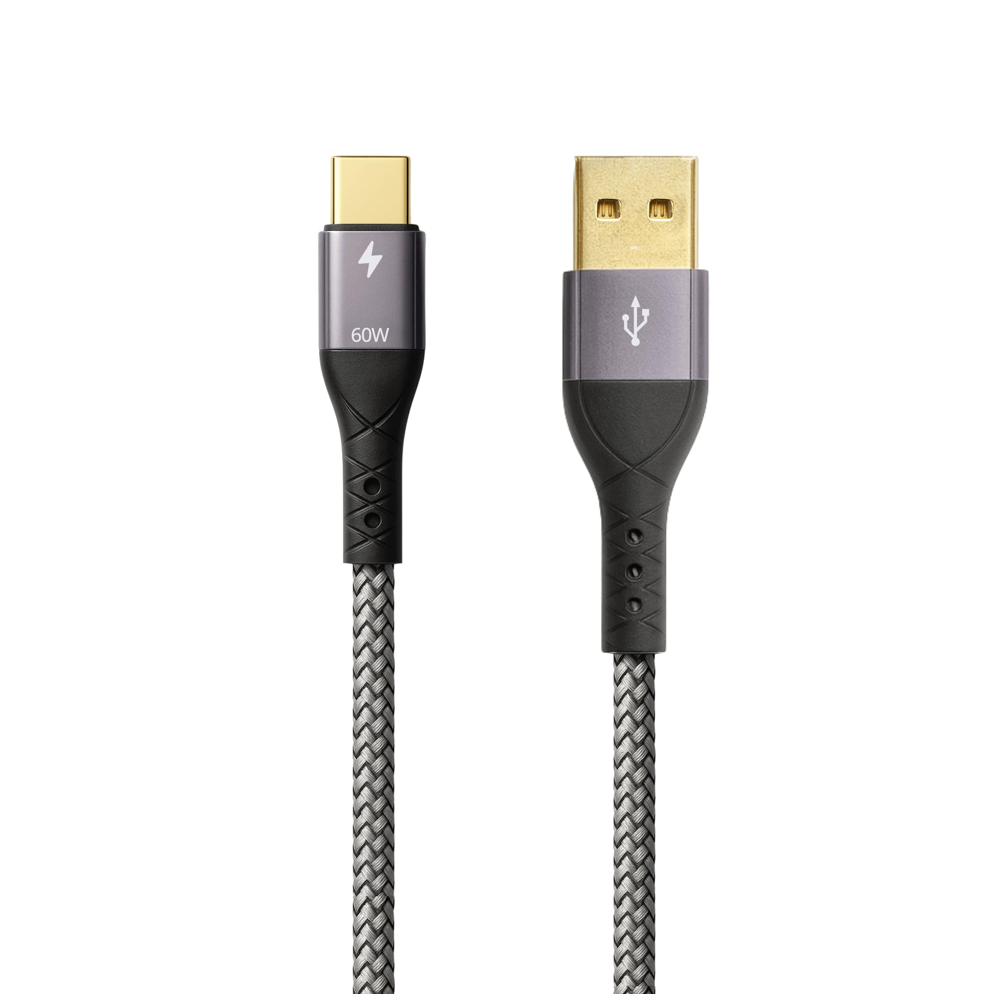 ProfiPatch USB A auf USB C Kabel 60W QC 3A 2m grau