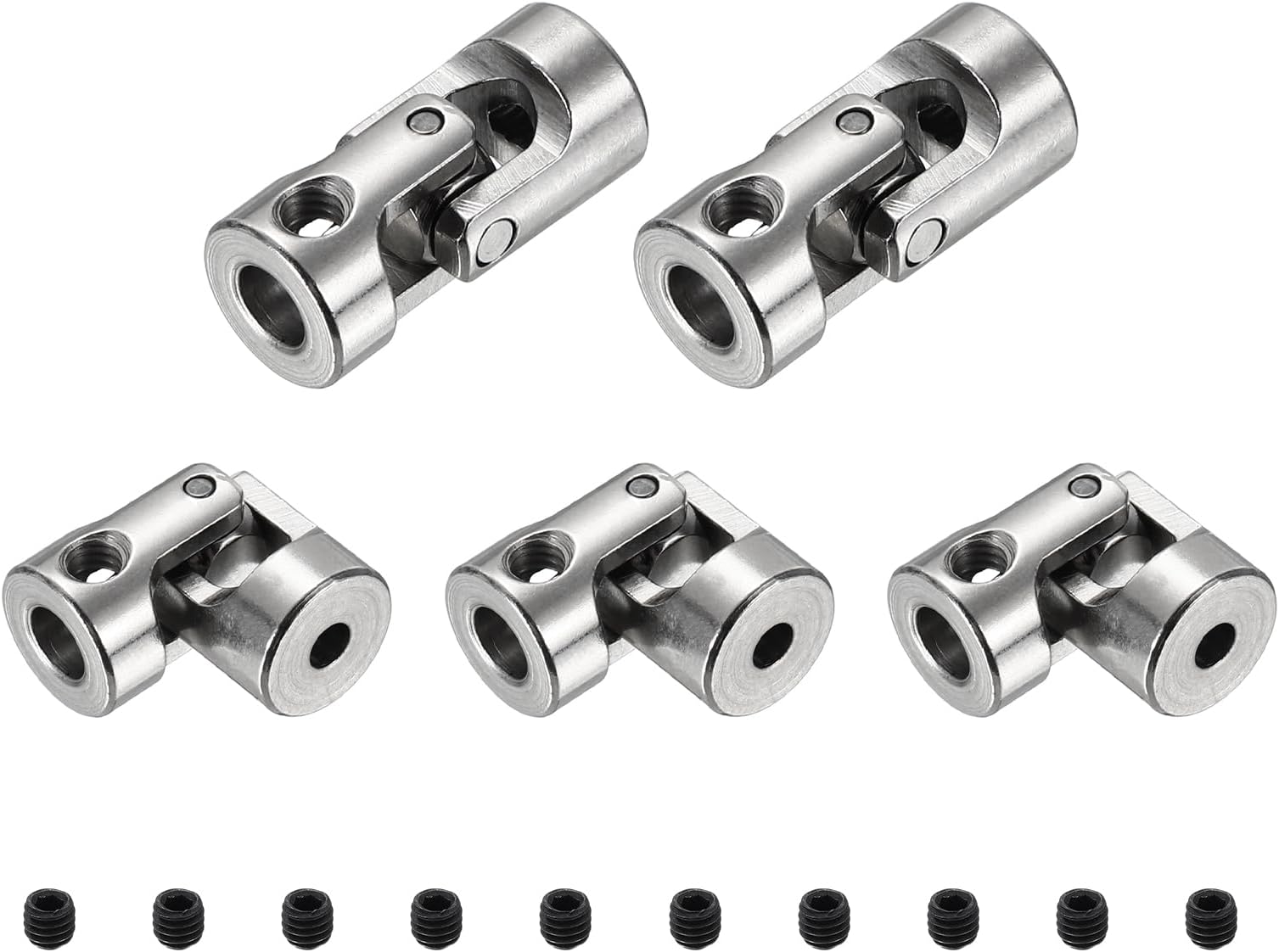 sourcing map 5pcs Universal Joint Shaft Coupling, 3.17mm to 5mm Inner Dia Rotatable Steering Shaft U Joints Coupler with Screws for RC Car, Robot, Boat Drive Ship Motor Use