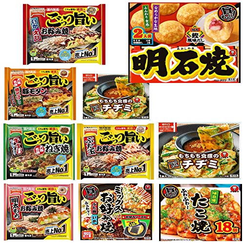【新】 冷凍 テーブルマーク かねます 粉もん10袋 ごっつい旨い お好み焼き 豚玉 いか、えび、豚モダン、牛すじねぎ、明太もち 明石焼き チヂミ たこ焼き18個