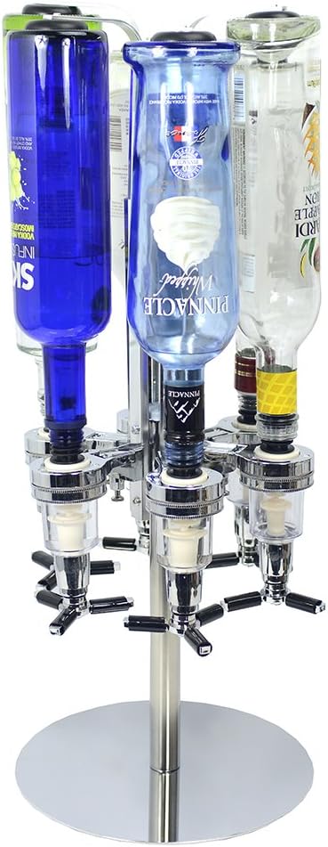 6 Bottle Liquor Caddy Shot Dispenser Bottle Holder Bar Party Tabletop