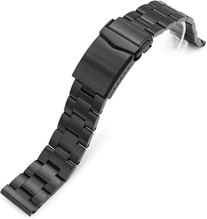 Universal straight end metal watch band for 20mm lug, DLC Black Boyer bracelet 20mm