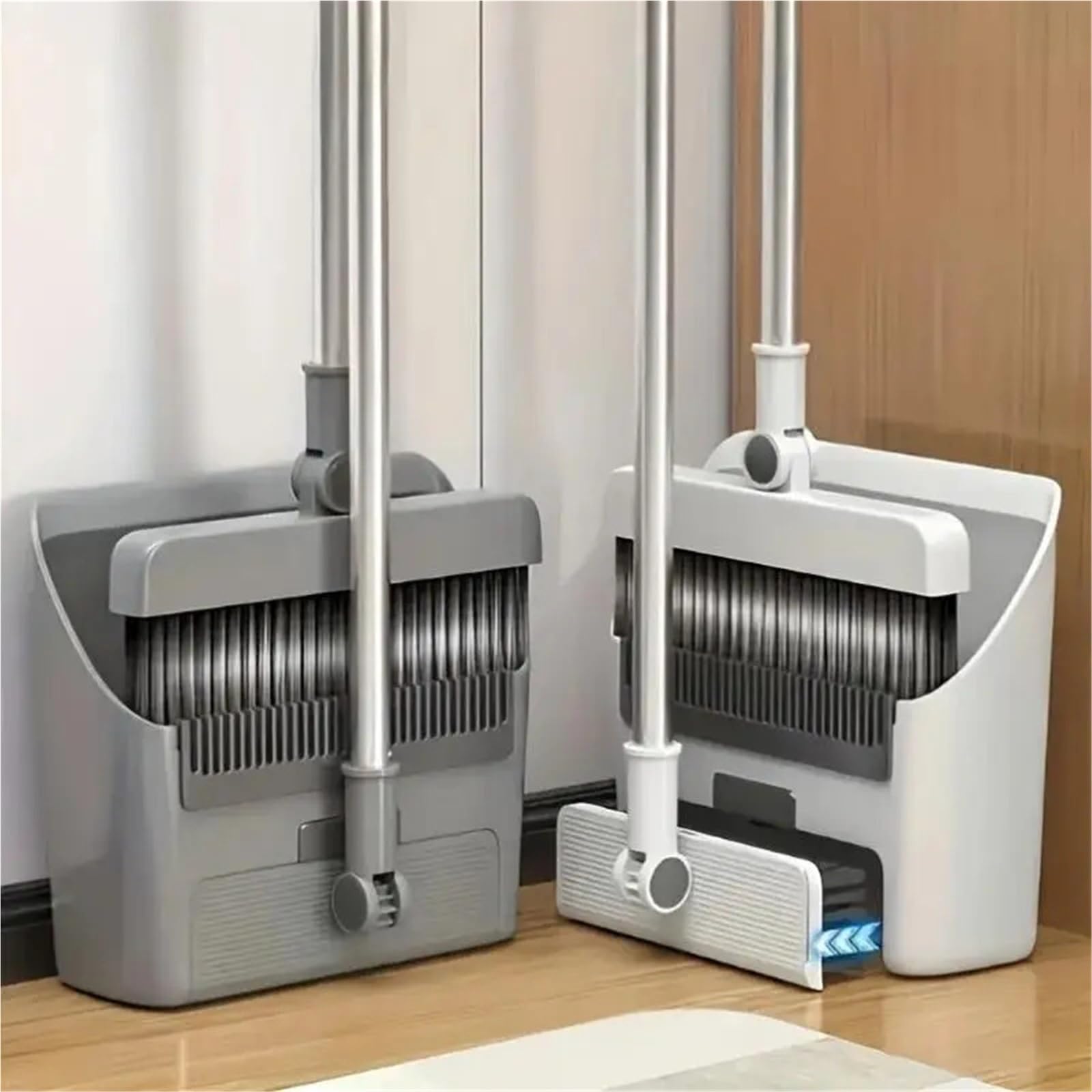 Juego De Escoba Y Recogedor Juego de Escoba y recogedor Plegable con Peine Dientes, Cepillo Limpieza Funcional Multifuncional for el hogar, Cocina Suelo Oficina(4-in-1Gray)