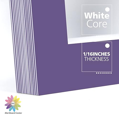 Miniatura 8 de Mat Board Center, paquete de 10, 11 x 14 para alfombrillas de color violeta africano de 8 x 10 pulgadas, sin ácidos, grosor de 4 capas, núcleo