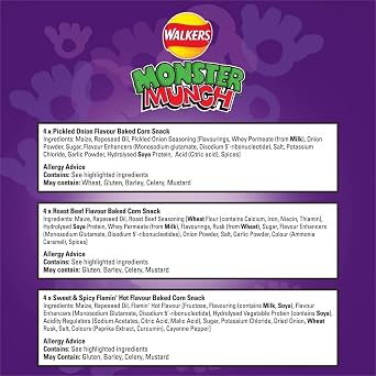 Walkers Crisps Variety Snack Multipack Box, Quavers, Wotsits, Monster Munch Variety, 60 Pack