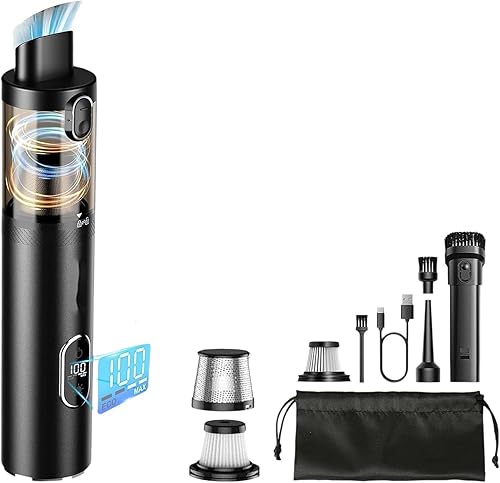 New V-15 Pro Car Vacuum, Powerful 19,000 Pa 2-in-1 Air Blower - HEPA & Steel Filters, Cordless & Lightweight, for Home, Office, Car