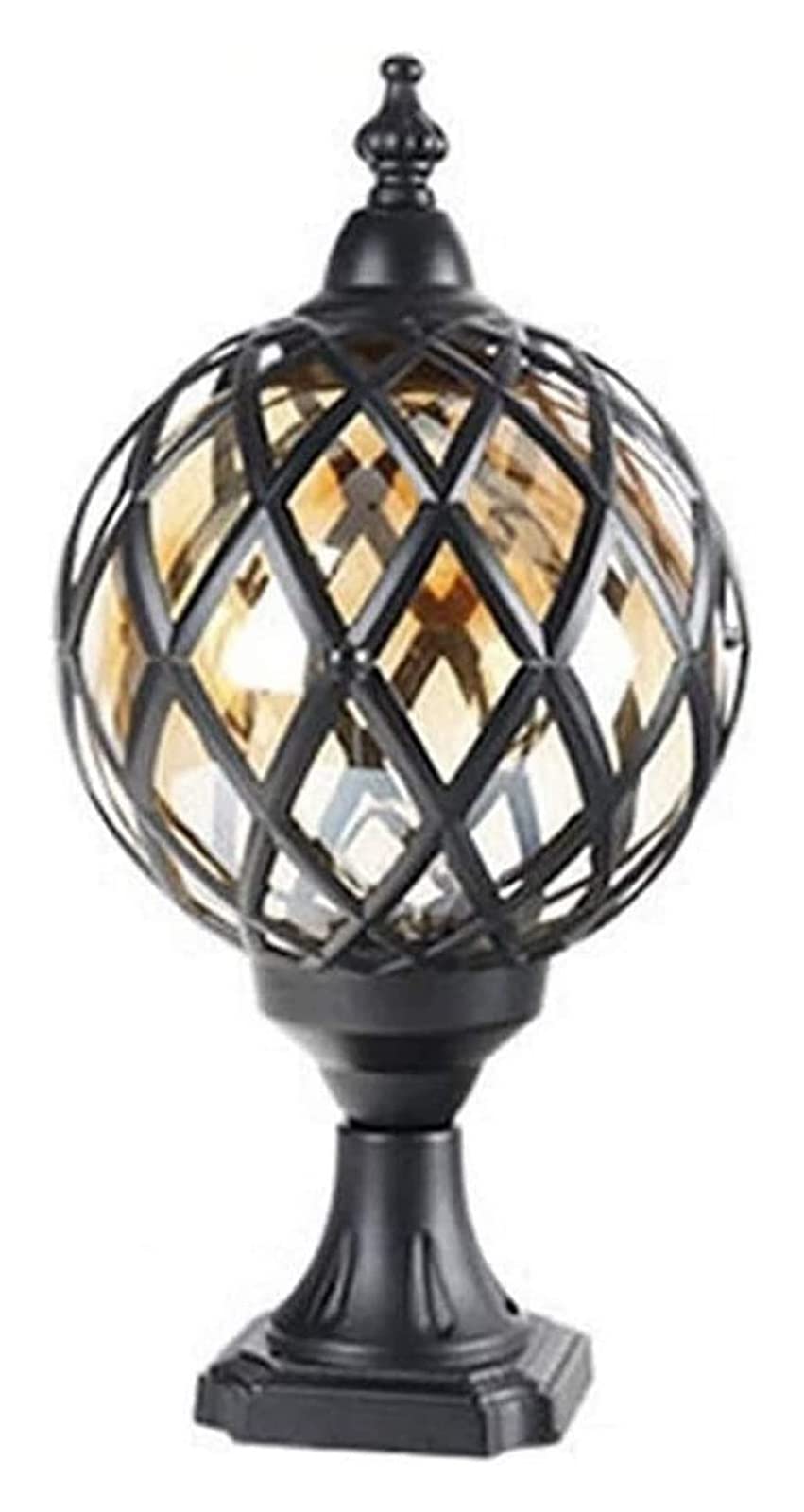 Lampa Na Dziedziniec Led Solar Light Tradycyjna Szklana Kula E27 Lampa Na Słupek Ogrodowy Antyczna Lampa Retro Wodoodporna Odlewana Ciśnieniowo Aluminiowa Lampa Na Ś