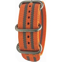 BERTUCCI Orange Safety Reflective Stripes 22mm Nylon Strap Matte Stainless Steel Buckle Watch Band