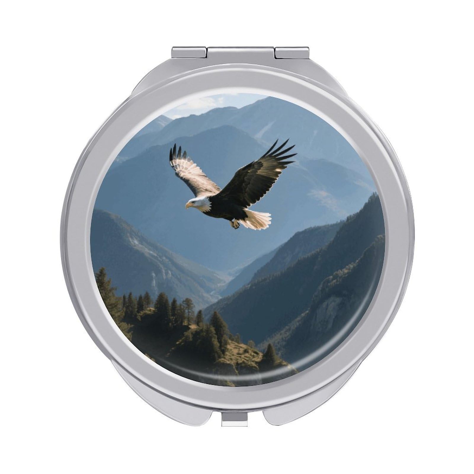 VstaDank Eagles Fly in The Valley Travel Makeup Mirror Fashion Folding Handheld Pocket Mirrors Portable Cute Mini Mirrors Round Compact Mirror for Purse Handbag& Gift Home Outdoor Use