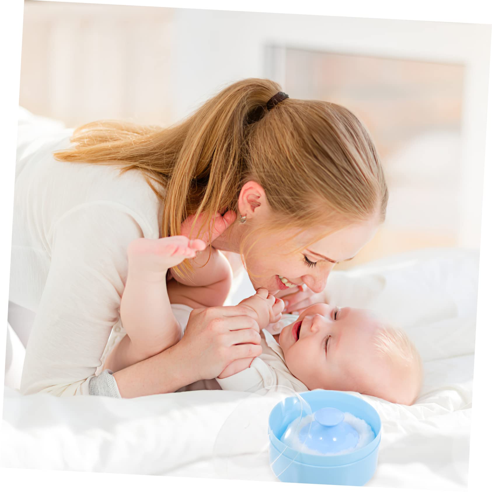 LIFKOME Talc- Baby Powder Puff Kit Portable Powder Puff Box Case for Easy One-Hand Use