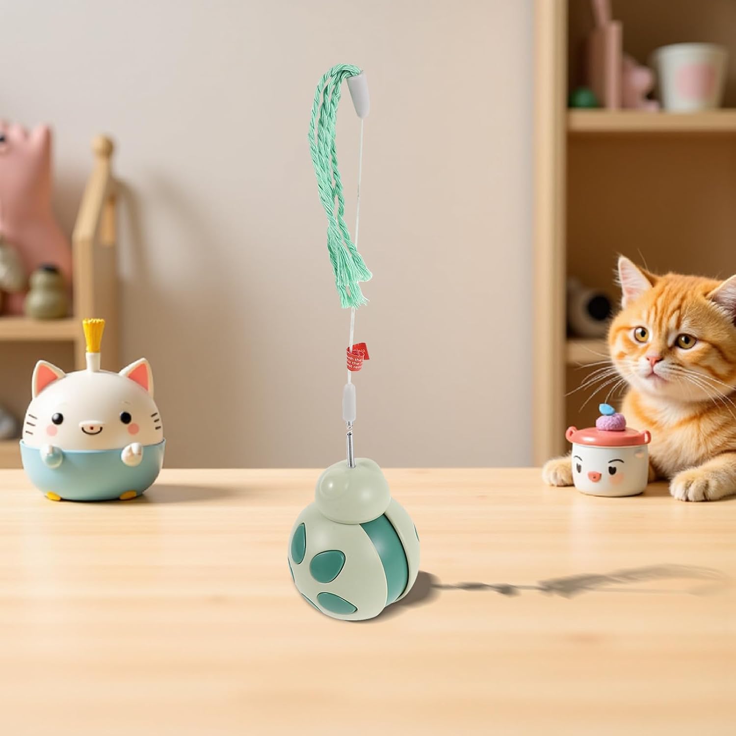 Interactive Pet Cat Teaser with Adorable Beetle Shape, Plastic Wobble Tumbler Treat Dispenser for Cats, Promotes Slow Feeding and Indoor or Outdoor Play