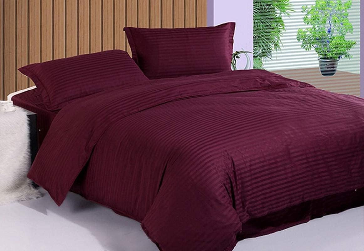 Tundwal’s Bedsheet King Size (100×108 – inches) Plain Solid Striped 300 TC Cotton Feel Microfiber with 2 Pillow Covers – || for Home, Hotel, Villa, Resort and Guest House ||Wine Tundwal’s Bedsheet King Size (100×108 – inches) Plain Solid Striped 300 TC Cotton Feel Microfiber with 2 Pillow Covers – || for Home, Hotel, Villa, Resort and Guest House ||Wine