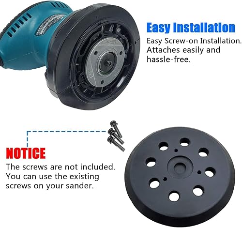 Miniatura 4 de Paquete de 2 almohadillas de lijado de repuesto de gancho y bucle de 5 pulgadas con 8 agujeros compatibles con Makita BO5010, BO5030K, BO5031K,