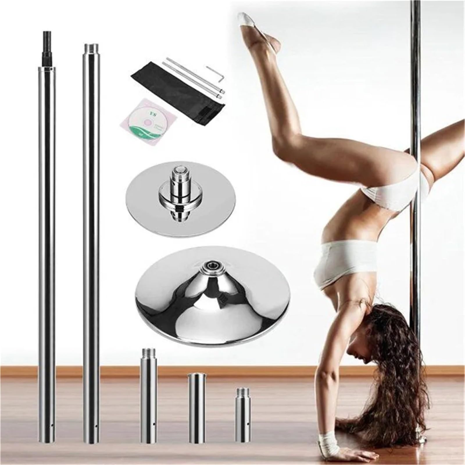 Poledance Stange Indoor Home Exercise Club Gym Fitness Bar Abnehmbare Stripper-Tanzstange, tragbare, höhenverstellbare Spinning-Tanz-Stange.