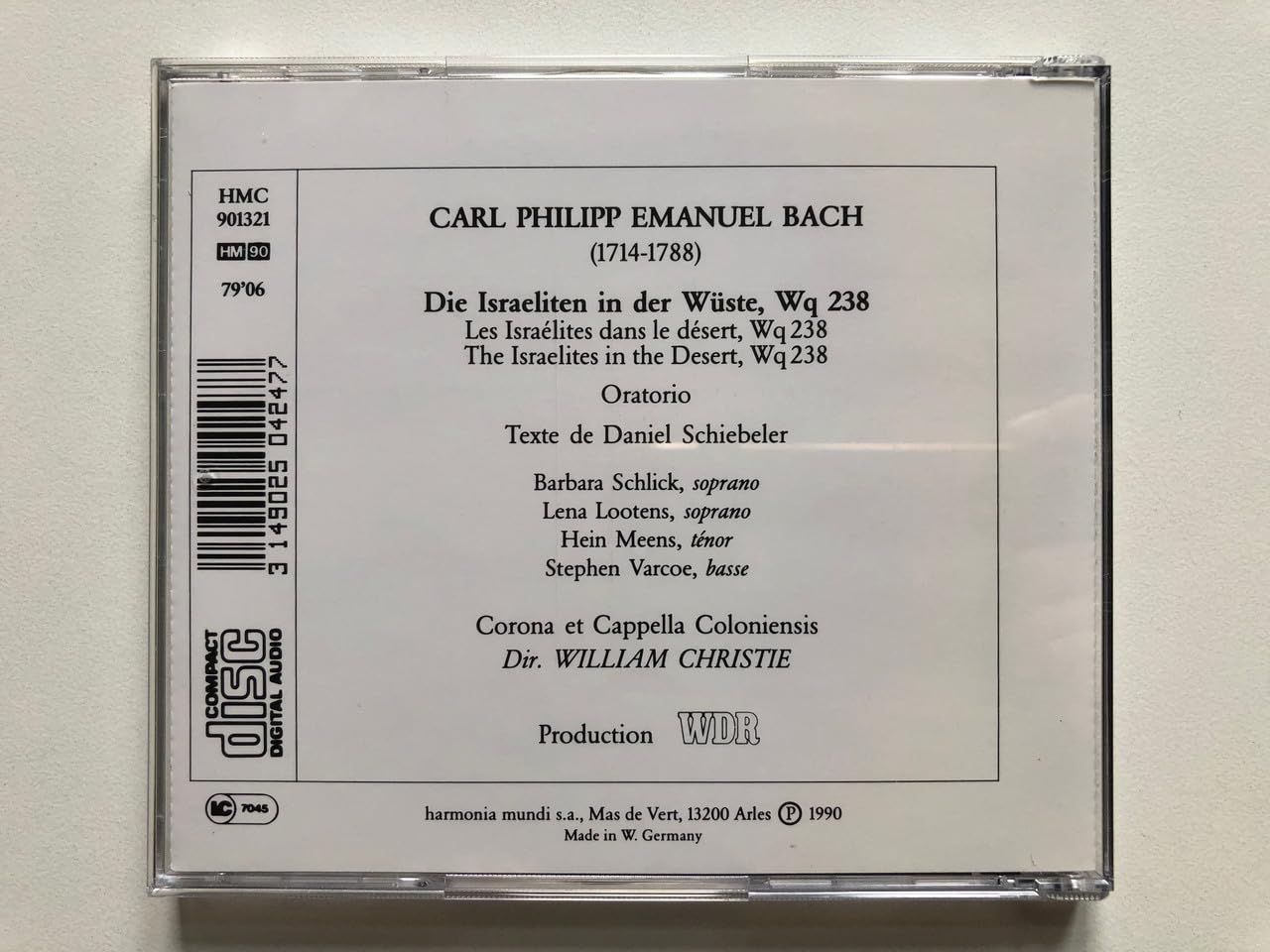 C.P.E. Bach - Die Israeliten in der Wüste / Schlick, Lootens, Meens, Varcoe, Corona & Cappella Coloniensis, Christie