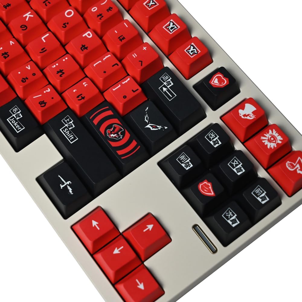 Goddess Keycap Japanese Red Black 142 Keys Cherry Profile PBT 5 Side DYE Sublimation for GH60 GK61 GK64 68 75 84 87 96 980 104 108