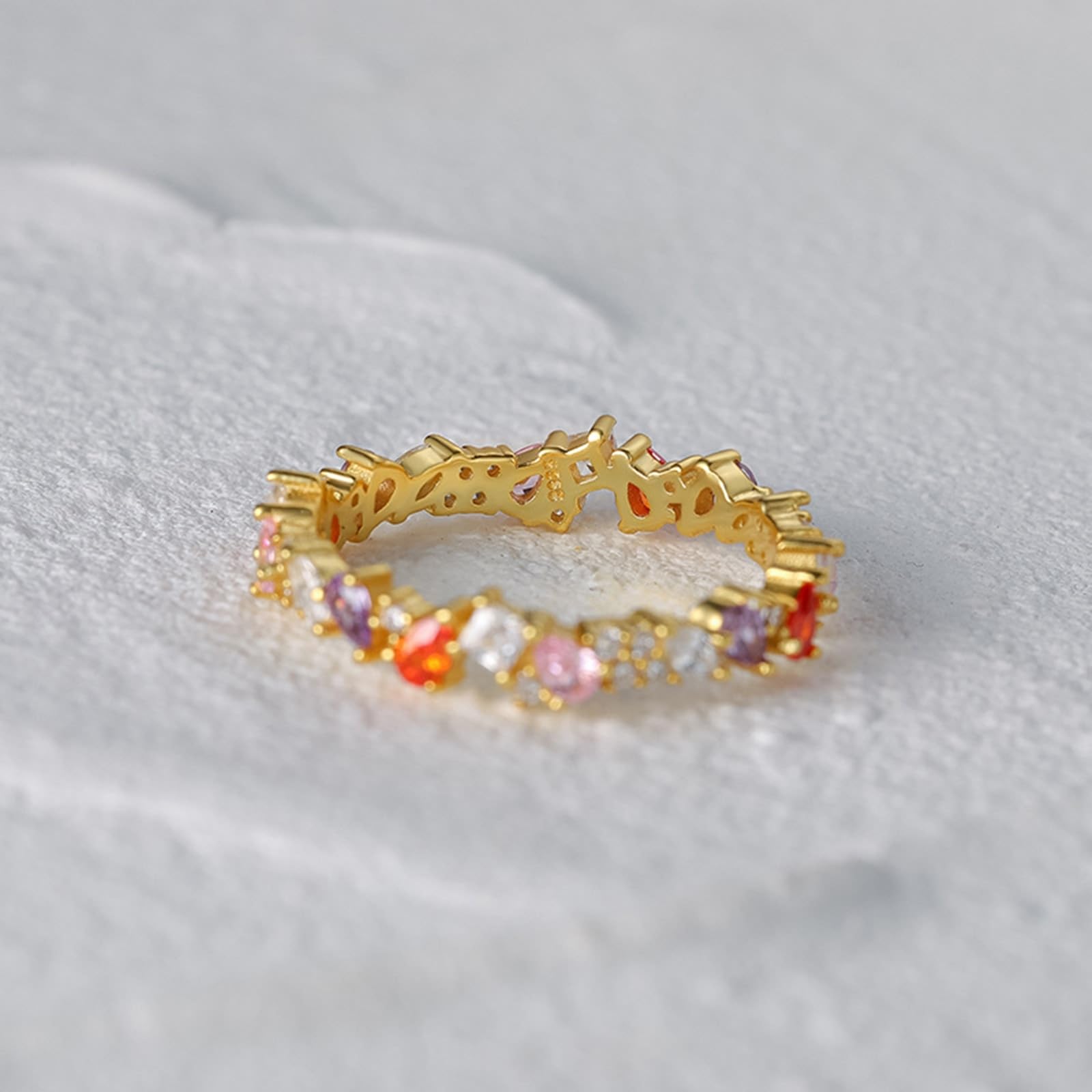 Alianzas de oro amarillo de 9 K/14 K, circonitas, para mujer