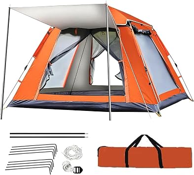 Tent, Pop Up Tent Automatic, 4 Season Camping for Family Outdoor, Waterproof Dome Suitable for Traveling, Beach, Mountaineering