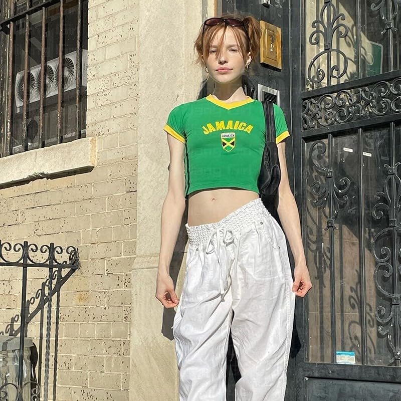 Vintage Graphic Baby Tees for Women Brazil Shirt Y2k Tops Mexico Crop Top Jersey 2000s Summer Going Out Tops - Image 6