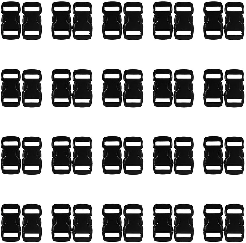 Craft County 3/8 Inch Plastic Curved Buckle – Quick Release – DIY Crafts – Black Contoured Side Buckles – Tactical Gear and Bag, Backpack, Jewelry Making - Bracelets