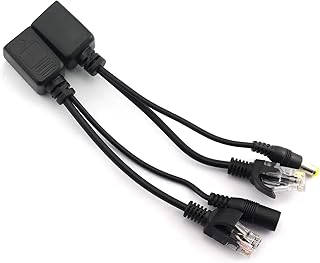 2 Pairs POE Network Adapter Cable with 5.5x2.1mm DC Connector RJ45 Injector + POE Splitter DC Passive Power Over Ethernet for IP Camera System