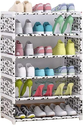 ZEELYDE Zapatero banco de almacenamiento de pie organizador de zapatos gabinete de tela no tejida estantes apilables para pasillo entrada baño