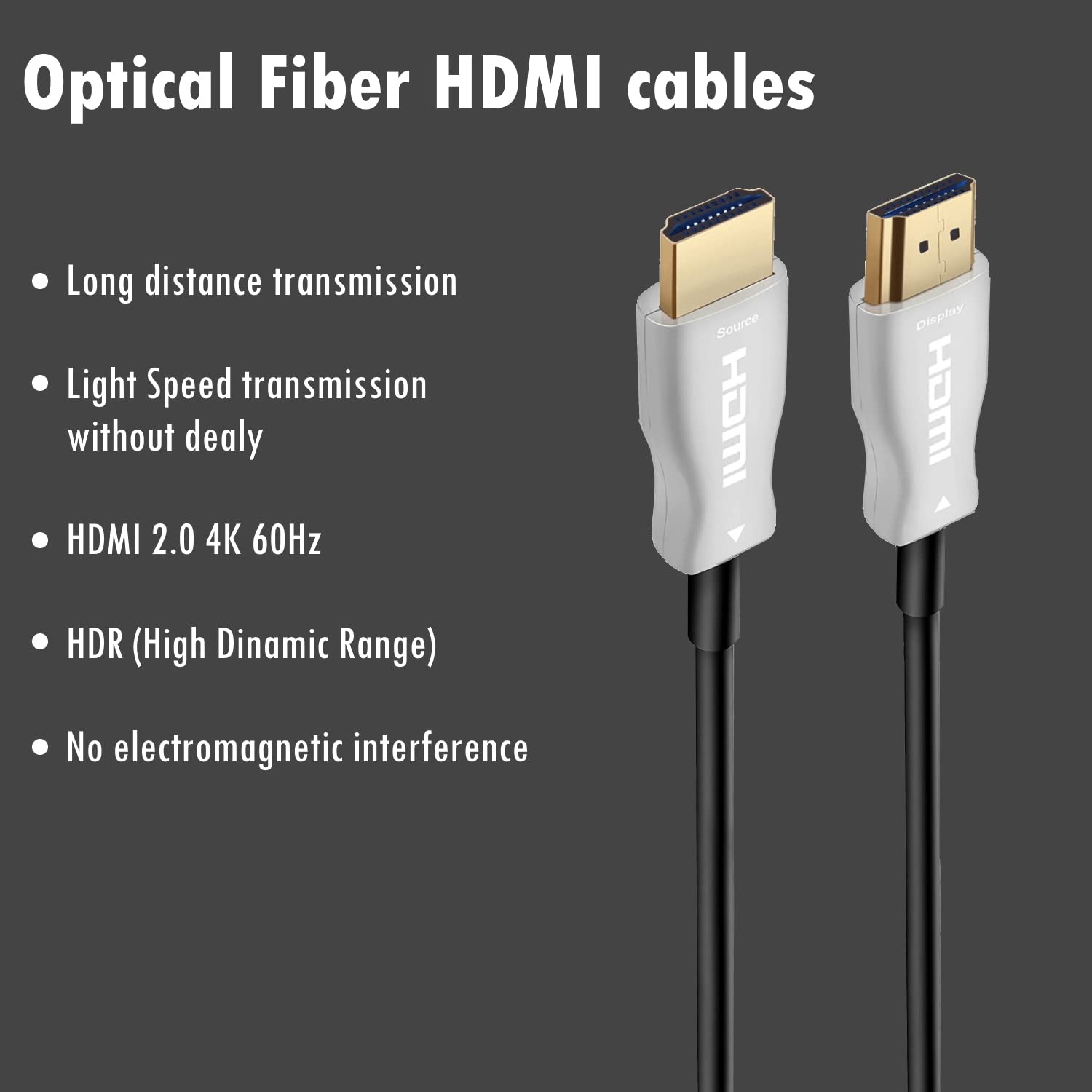 Ewent Cavo HDMI AOC Fibra Ottica, Cavo HDMI 2.0 UHD 4K@60Hz HDR, 4: 4: 4,18Gbps Visione Dolby HDR HDCP2.2 ARC CEC Ethernet per HDTV, TV, Xbox, PS4,Home Theater, Monitor, 15m