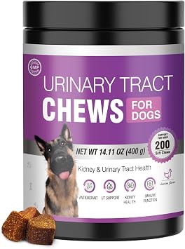 Dog UTI Treatment, 200 Chews Cranberry Supplement for Dogs with D-Mannose Support Normal Urinary Tract Bladder Health & Kidney & Incontinence Remedy Stops UTI Treats Chicken Flavor