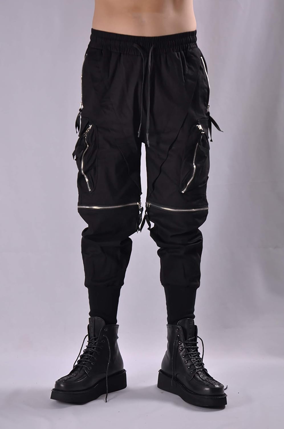 MOKEWEN Men's Jogger Pockets Ankle Athletic Ankle Cargo Pants Medium U014