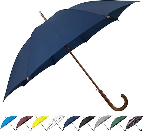 48" Arc Classic Wood Handle Umbrella Auto Open Windproof clear Unbreakable Stick Rain Umbrella