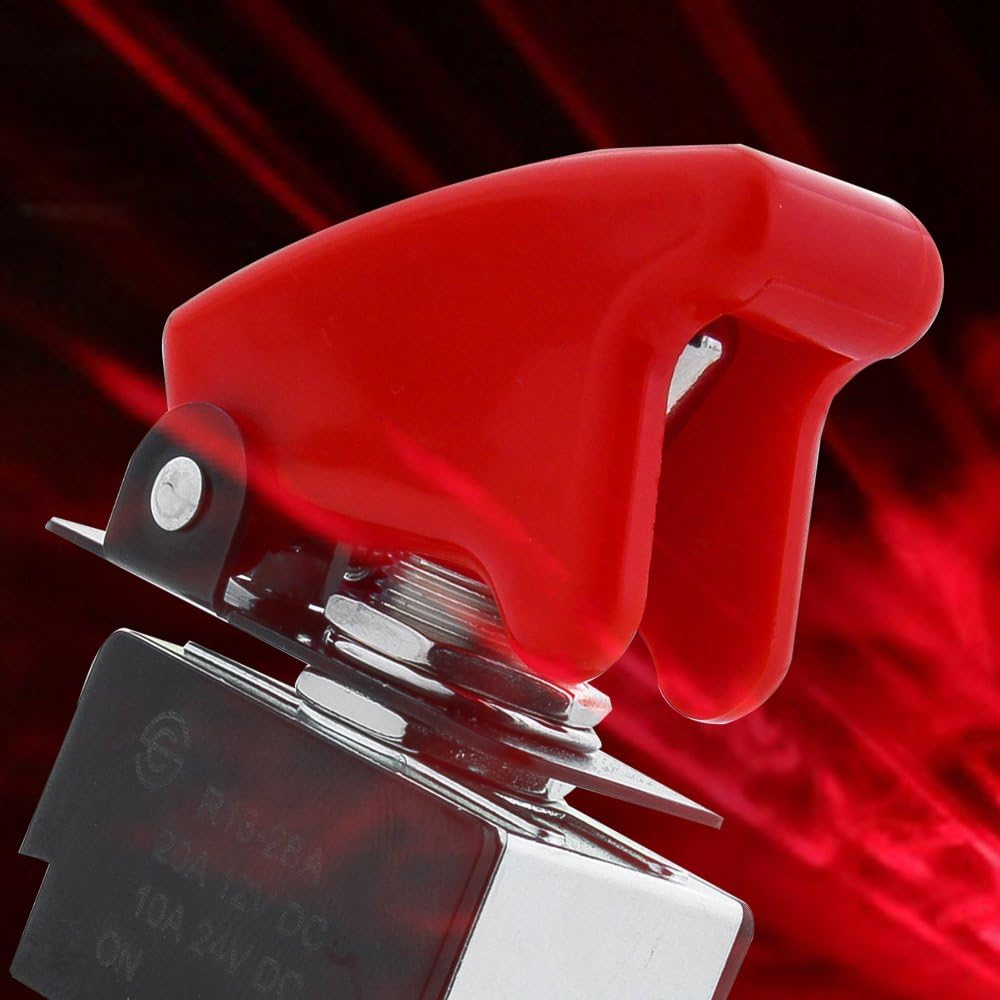 Pilot Automotive PL-SW26 Performance Toggle Switch with Red Safety Cover, Red, Anodized Red, Anodized Blue, Carbon Fiber Look