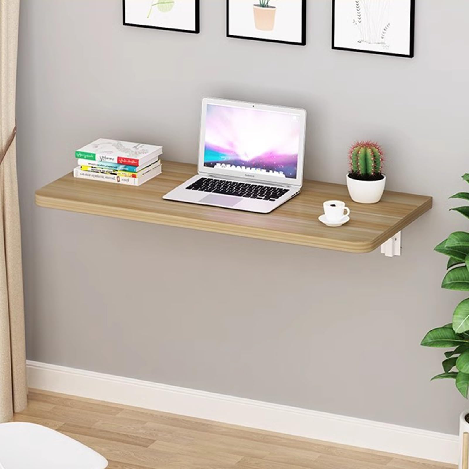 Étagère flottante bois rabattable table murale pliante cuisine