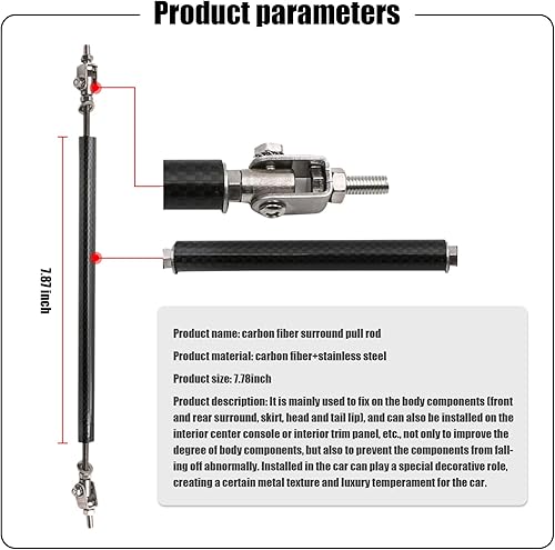 Vista 2 de Pack-2 varillas de soporte para parachoques delantero, difusor de parachoques delantero de 7.87 pulgadas, decoración de barra de acoplamiento