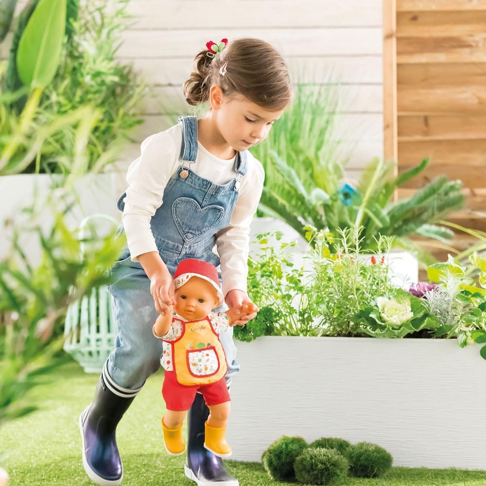 Corolle Charly The Vegetable Party Set - 14" Baby Doll with Watering Can, Gardening Smock and Boots, for Ages 2 Years and up