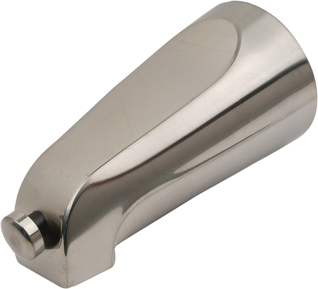 BrassCraft SWD0451 Mixet 71 SN 5-1/8-Inch Length Quikspout Slip On Diverter Tub Spout, PVD Satin Nickel Finish