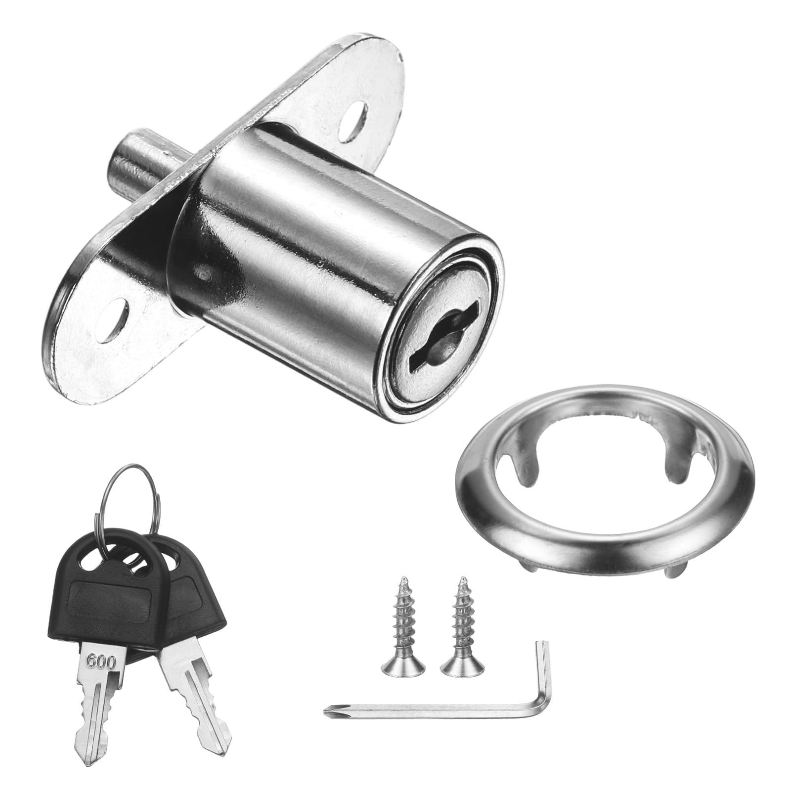 PATIKIL Drawer Desk Push Plunger Lock, 7/8" Cylinder Diameter 1-7/16" Cylinder Length Zinc Alloy Sliding Cabinet Locks with Cross Screwdriver Keyed Alike for Wardrobe Drawers