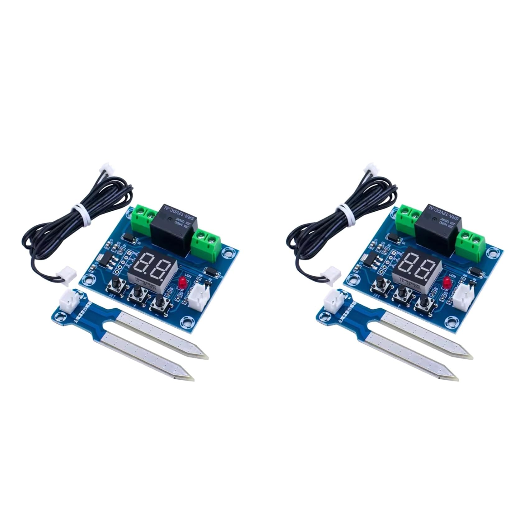 Jnchdghwa As Shown 2X 12V Digital Soil Humidity Sensor Controller For Automatic Irrigation Water Management With Real-Time Monitoring