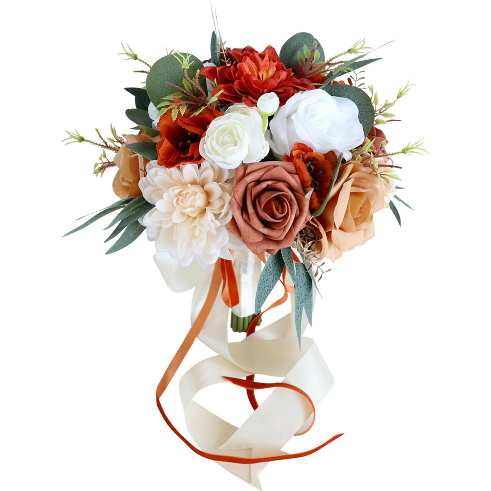 Hsioluted Bouquets with Ribbon for Bride Bridesmaid, Artificial Flower Bridal Bouquets for Wedding Ceremony, Valentines Wedding for Bride for Bridesmaids for and Groom Set