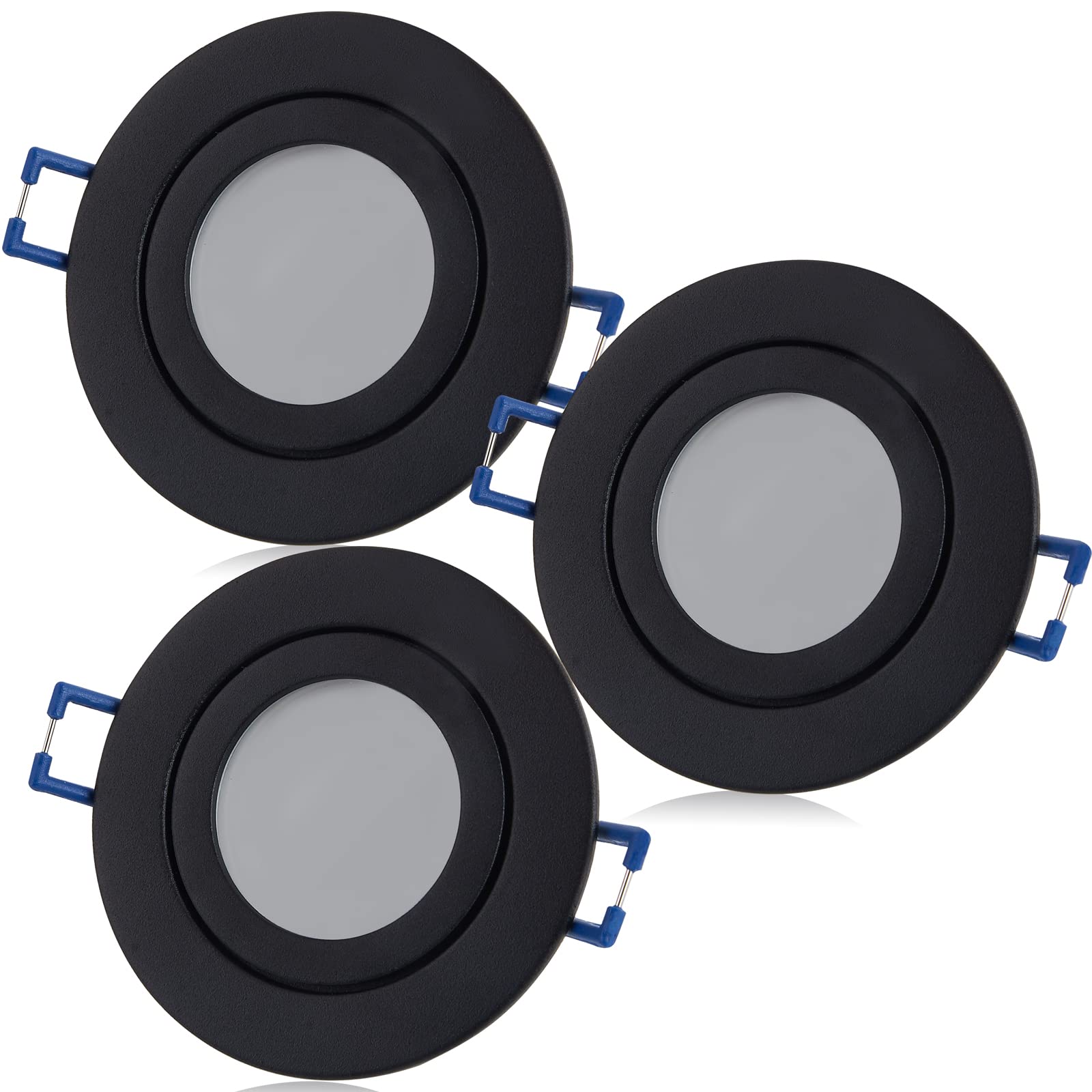 LED Spots Lampe Leuchte dimmbar Keramik Flach 230V 5W Warmweiß IP44 Schwarz Set (3er Pack)