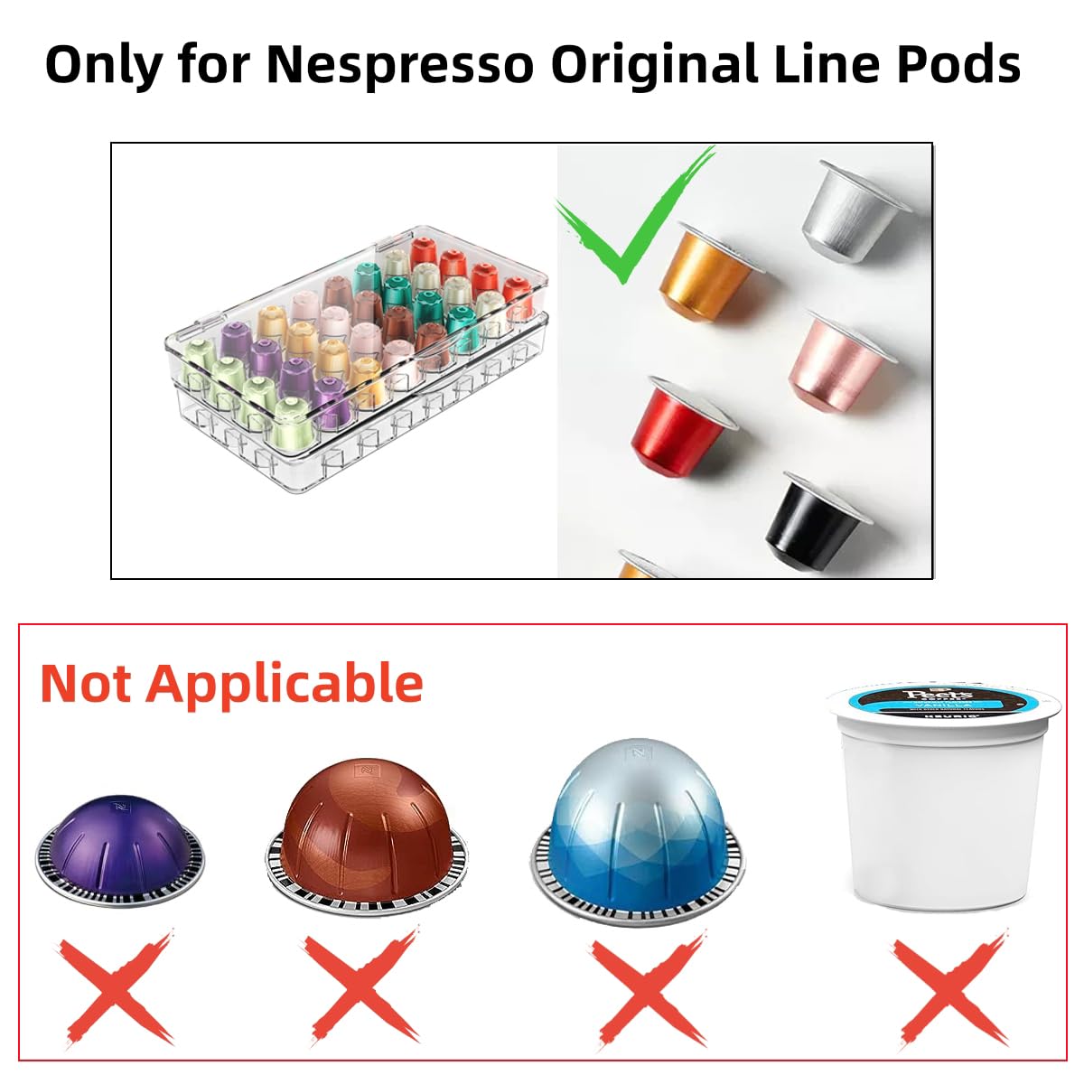 JiePai Coffee Pods Holder 64 Slots,Espresso Coffee Pods Holder Capsule coffee Holder, Coffee Pods Storage Organizer,Clear Acrylic Coffee Pod Holder for Office Home Kitchen Counter Organizer (Clear)