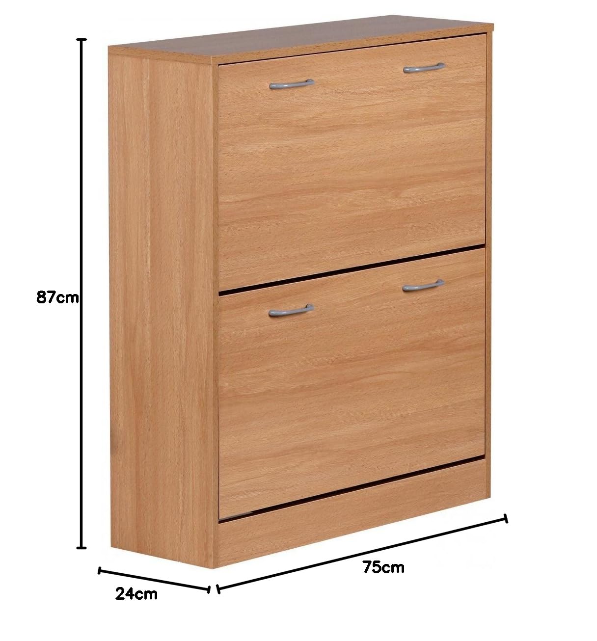 Wohnling Schuhkipper Kiel Buche matt 2 Fächer 75 x 87 x 24 cm, Design Holz-Schuhschrank zum klappen, Schuhkommode modern mit Ablage
