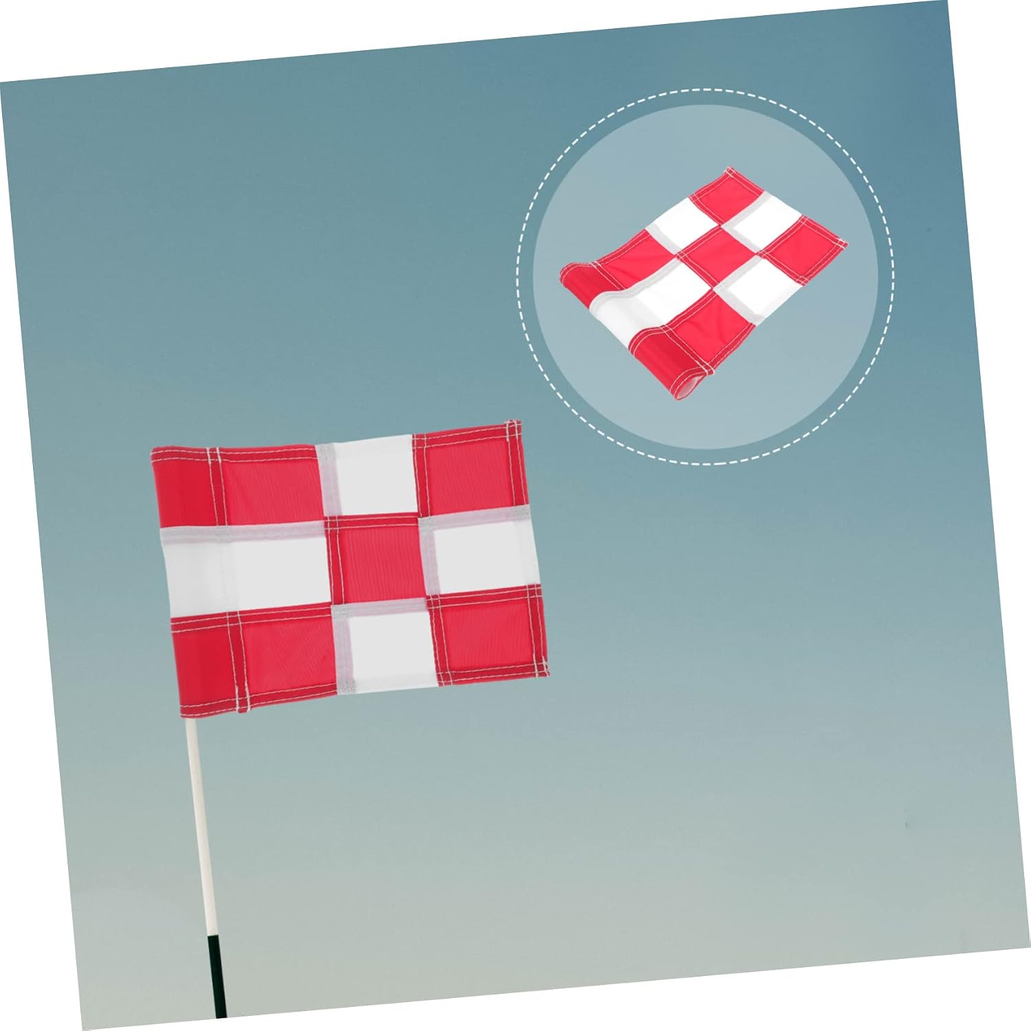 Golf Targeting Flag for Training Outdoor Practice Golf Pin Flag with Printed Checkered Design Visible Golfing Goal Prop for Backyard Skill Improvement