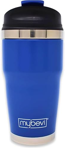 MyBevi Retro Wave - Vaso de viaje aislado de acero inoxidable de alta calidad (12 onzas, azul marino mate, 12 onzas)