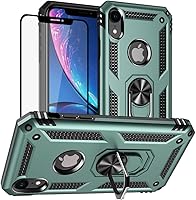 Vista 13 de Yiakeng Funda para iPhone XR, iPhone XR con protector de pantalla, fundas protectoras de grado militar con anillo para iPhone XR (negro)