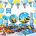 Construction Kids Birthday Party Supplies Set (over 240 pieces) - Serves 24 Guests â€“ Includes Dump Truck Party Decorations, Digger Disposable Dinnerware