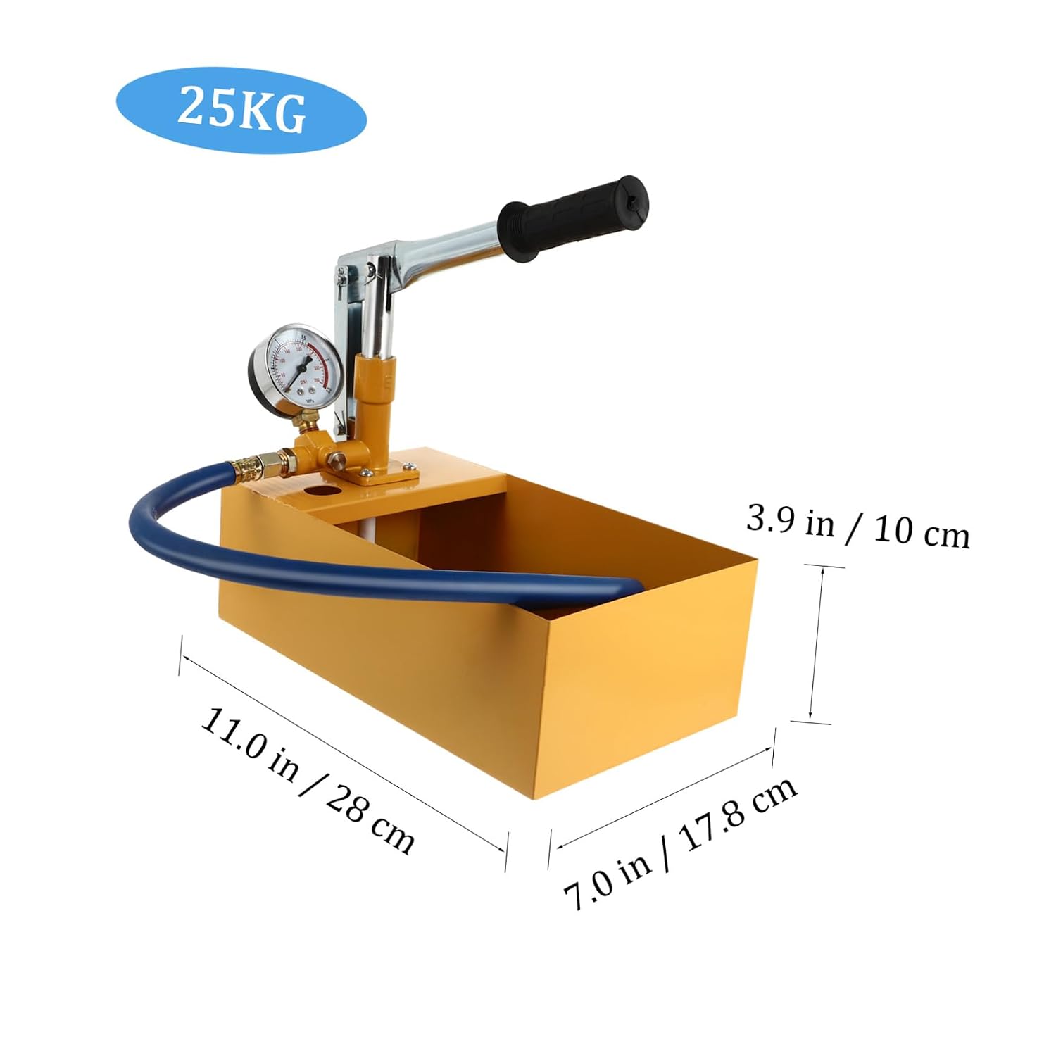 STOBOK 25kg Aluminum Hydraulic Test Pump Manual Pressure Tester for Water and Oil Hand Pump Pressure Gauge for Industrial and Building Use