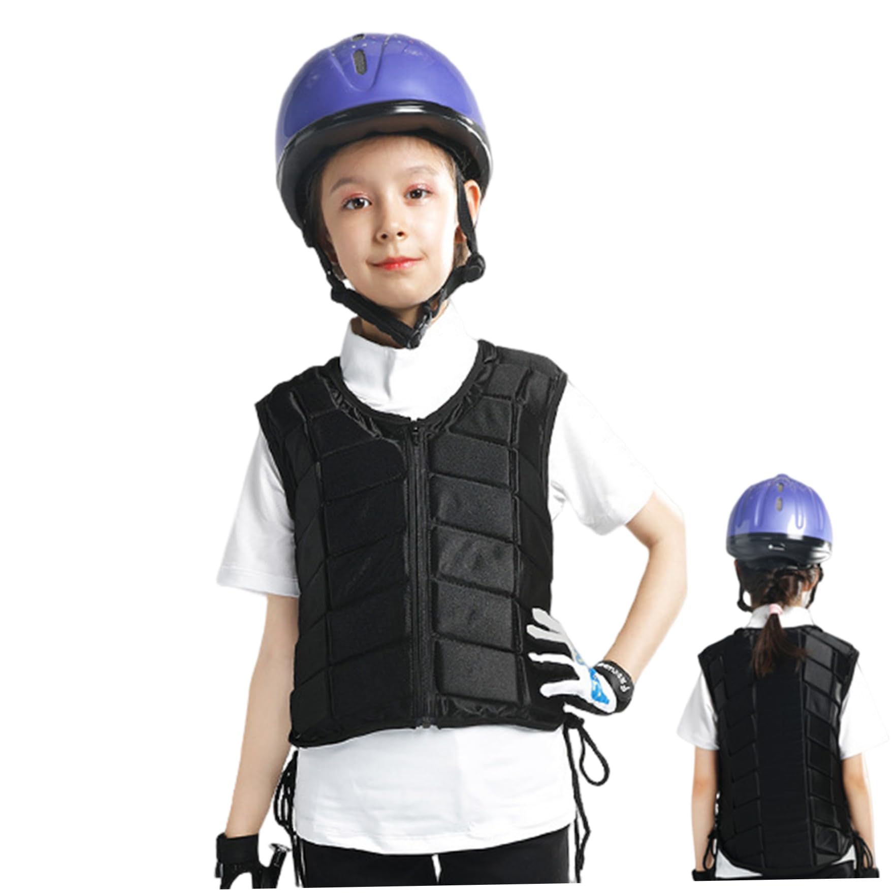 Gilet da Equitazione, Gilet Protettivo di Sicurezza, Armatura Antiurto con Cerniera, Cinturino Regolabile, Morbido e Traspirante, da Equitazione per Donne, Ragazzi, Ragazze, Bambini