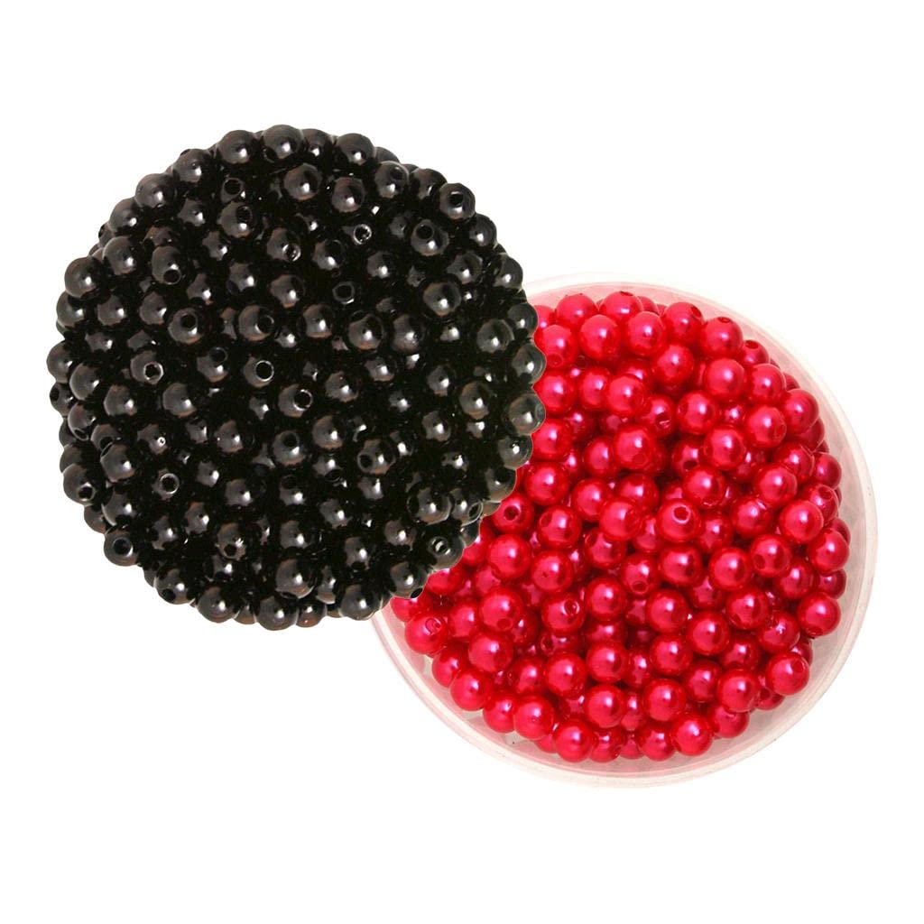 SNAPPSY 1000 Pieces 6mm Round Plastic Imitation Pearl Spacer Beads Craft Black Red-image-35