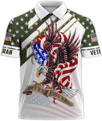 Home of The Free Veteran Polo Shirt, Veteran Shirt, Military Polo Shirts for Men, Veteran Gift, Military Dad Gifts