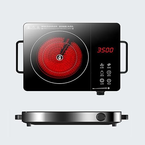 Calentador eléctrico de cerámica de 3500 W, placa eléctrica de alta potencia, quemador único, placa de cocina infrarroja portátil con sensor LCD de