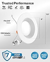 Vista 8 de Sunco - Juego de 12 luces LED empotrables de reajuste de 15,2 cm, luces de techo de tipo candelabro, borde deflector, 965 lm, 13 W